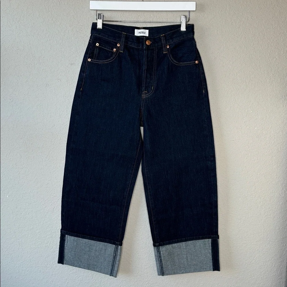 Pistola Women's Ryder High‎ Rise Cuffed Jeans in Countdown Dark Denim Blue 25P